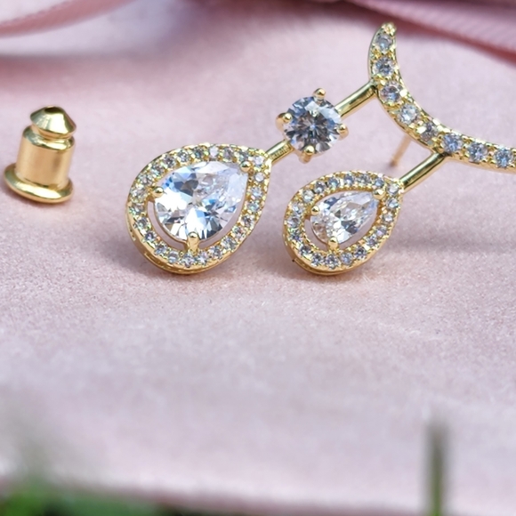 14k gold-plated zirconia drop stud - Picture 2 of 8